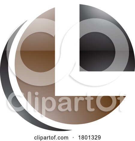 Brown and Black Glossy Circle Shaped Letter L Icon by cidepix