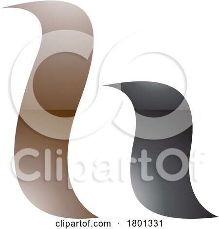Brown and Black Glossy Calligraphic Letter H Icon by cidepix