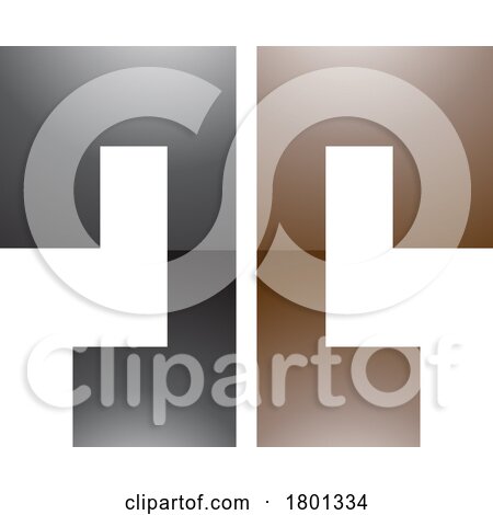 Brown and Black Glossy Bold Split Shaped Letter T Icon by cidepix