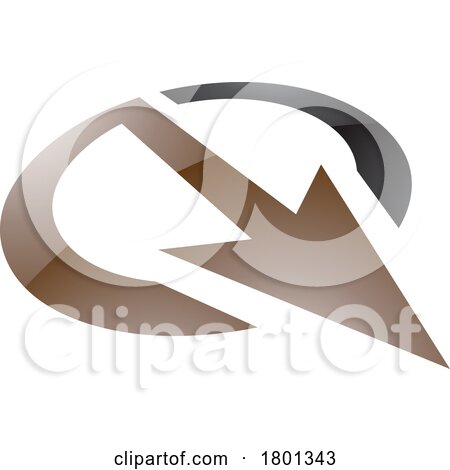 Brown and Black Glossy Arrow Shaped Letter Q Icon by cidepix