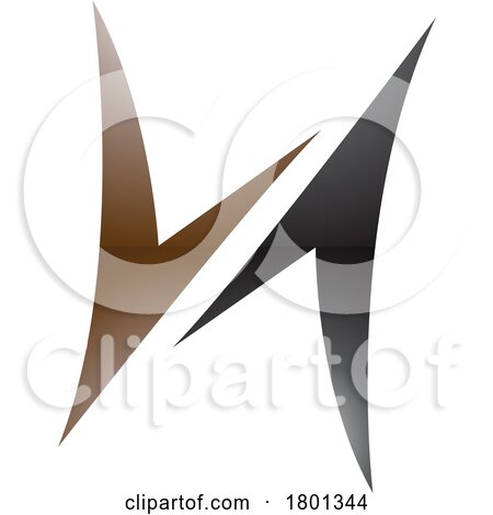 Brown and Black Glossy Arrow Shaped Letter H Icon by cidepix