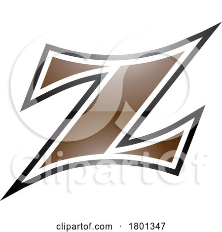 Brown and Black Glossy Arc Shaped Letter Z Icon by cidepix
