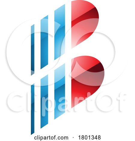 Blue and Red Glossy Letter B Icon with Vertical Stripes by cidepix