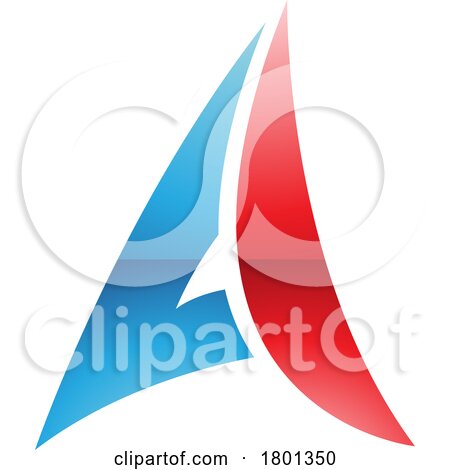 Blue and Red Glossy Paper Plane Shaped Letter a Icon by cidepix