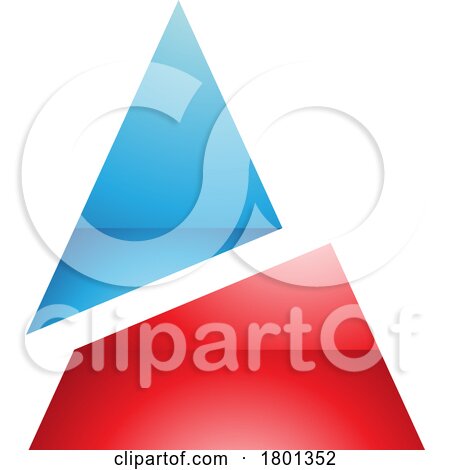 Blue and Red Glossy Split Triangle Shaped Letter a Icon by cidepix