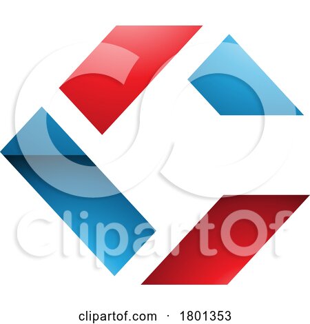 Blue and Red Glossy Square Letter C Icon Made of Rectangles by cidepix