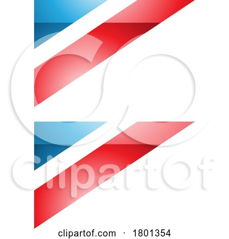 Blue and Red Glossy Triangular Flag Shaped Letter B Icon by cidepix