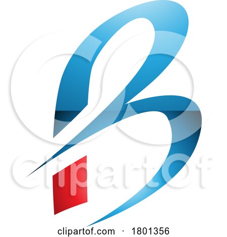 Blue and Red Slim Glossy Letter B Icon with Pointed Tips by cidepix