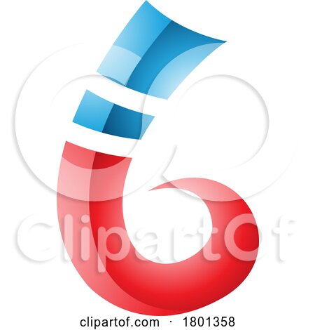Blue and Red Curly Glossy Spike Shape Letter B Icon by cidepix
