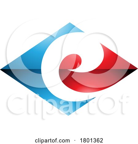 Blue and Red Glossy Horizontal Diamond Shaped Letter E Icon by cidepix