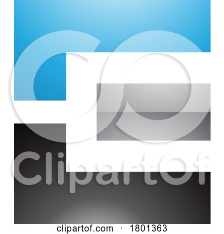 Blue Black and Grey Glossy Rectangular Letter E Icon by cidepix