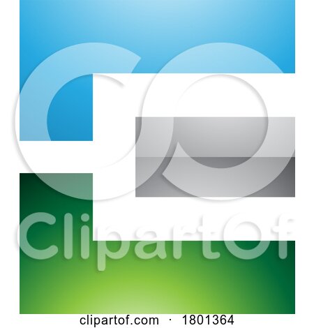 Blue Green and Grey Glossy Rectangular Letter E Icon by cidepix