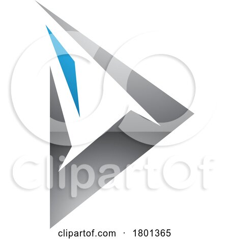 Blue and Grey Glossy Spiky Triangular Letter D Icon by cidepix