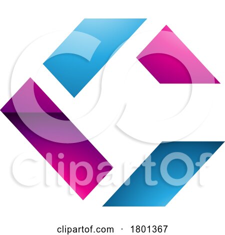 Blue and Magenta Glossy Square Letter C Icon Made of Rectangles by cidepix