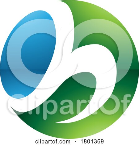 Blue and Green Glossy Circle Shaped Letter H Icon by cidepix
