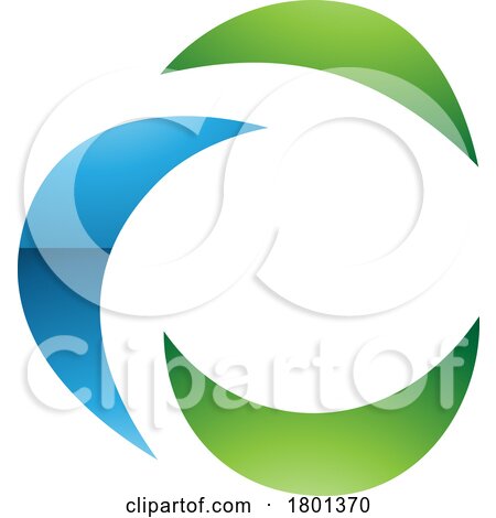 Blue and Green Glossy Crescent Shaped Letter C Icon by cidepix