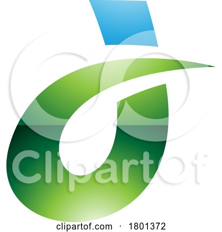 Blue and Green Curved Glossy Spiky Letter D Icon by cidepix