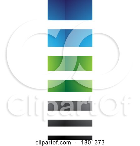 Blue and Green Glossy Letter I Icon with Horizontal Stripes by cidepix