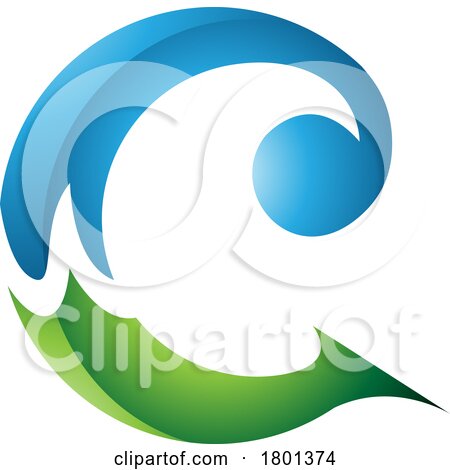 Blue and Green Glossy Round Curly Letter C Icon by cidepix