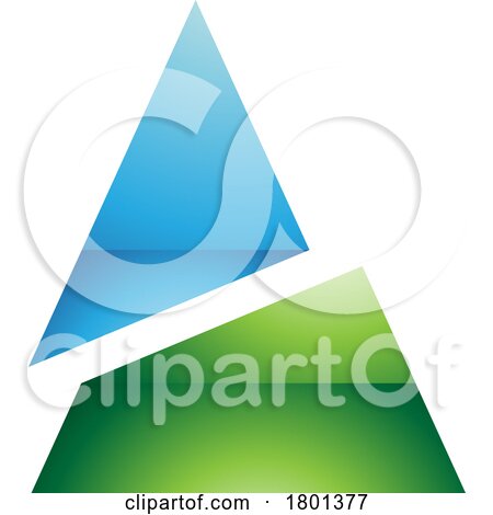Blue and Green Glossy Split Triangle Shaped Letter a Icon by cidepix