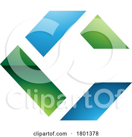 Blue and Green Glossy Square Letter C Icon Made of Rectangles by cidepix