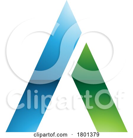 Blue and Green Glossy Trapezium Shaped Letter a Icon by cidepix
