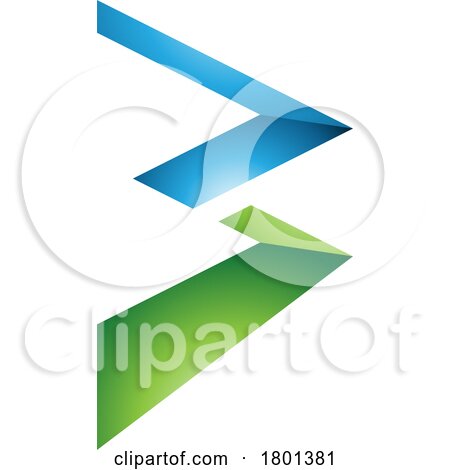 Blue and Green Glossy Zigzag Shaped Letter B Icon by cidepix
