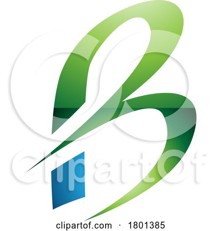 Blue and Green Slim Glossy Letter B Icon with Pointed Tips by cidepix