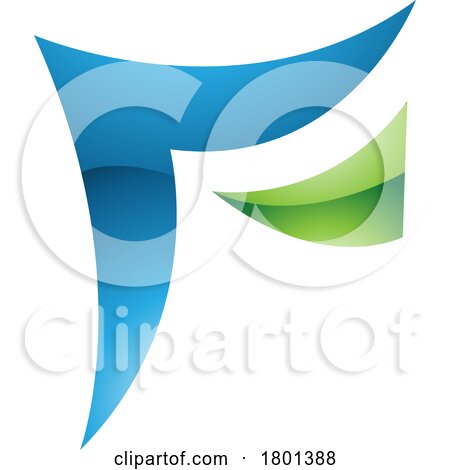 Blue and Green Wavy Glossy Paper Shaped Letter F Icon by cidepix