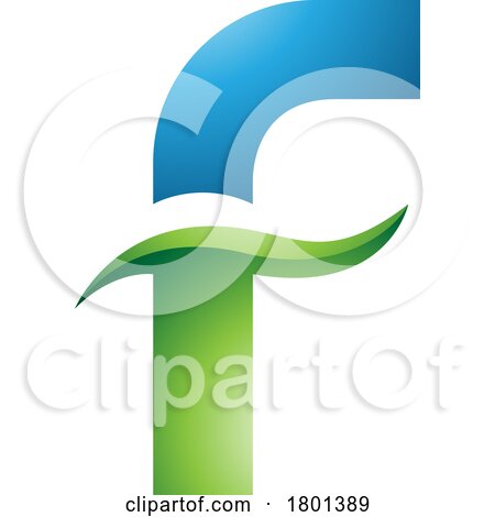 Blue and Green Glossy Letter F Icon with Spiky Waves by cidepix