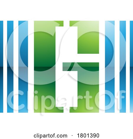 Blue and Green Glossy Letter G Icon with Vertical Stripes by cidepix