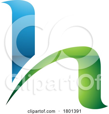 Blue and Green Glossy Letter H Icon with Round Spiky Lines by cidepix