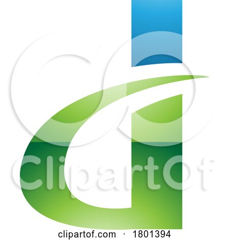 Blue and Green Glossy Curvy Pointed Letter D Icon by cidepix