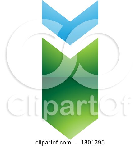 Blue and Green Glossy down Facing Arrow Shaped Letter I Icon by cidepix