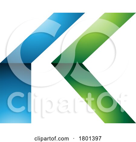 Blue and Green Glossy Folded Letter K Icon by cidepix