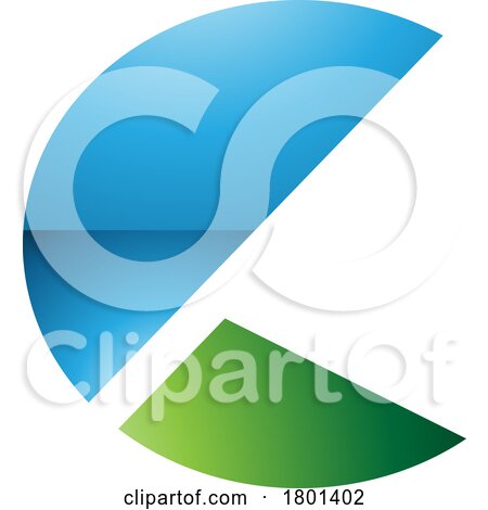 Blue and Green Glossy Letter C Icon with Half Circles by cidepix