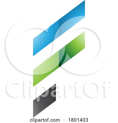 Blue and Green Glossy Letter F Icon with Diagonal Stripes by cidepix