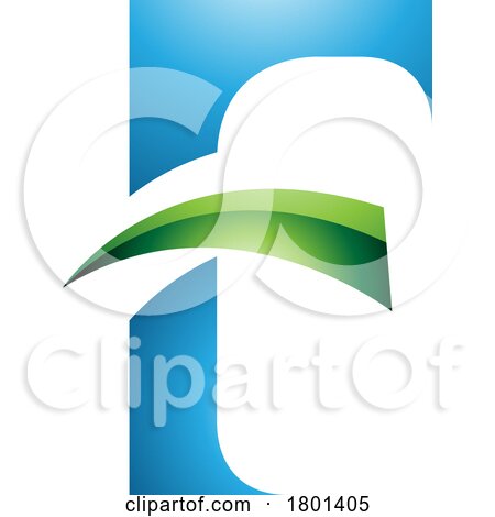 Blue and Green Glossy Letter F Icon with Pointy Tips by cidepix