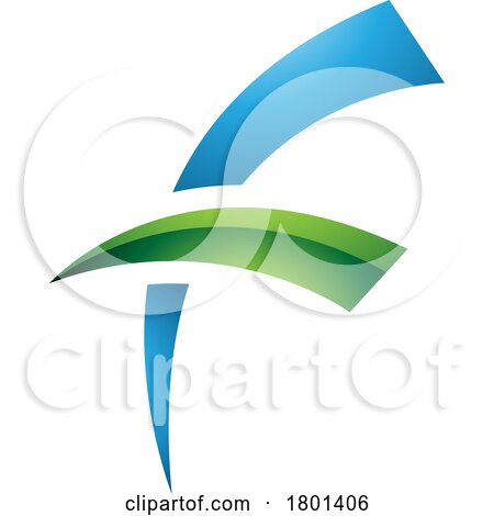Blue and Green Glossy Letter F Icon with Round Spiky Lines by cidepix