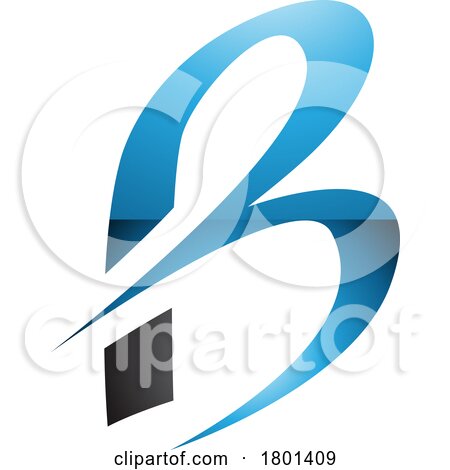 Blue and Black Slim Glossy Letter B Icon with Pointed Tips by cidepix