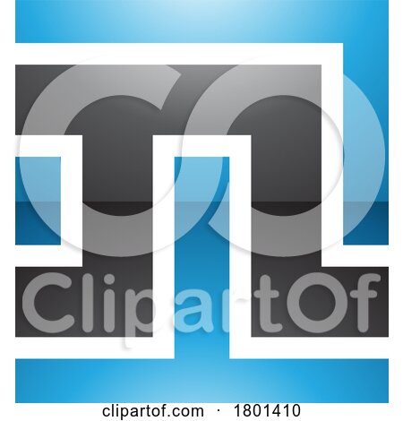 Blue and Black Glossy Square Shaped Letter N Icon by cidepix