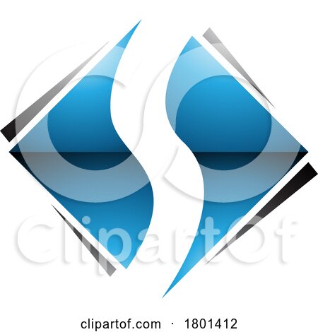 Blue and Black Glossy Square Diamond Shaped Letter S Icon by cidepix