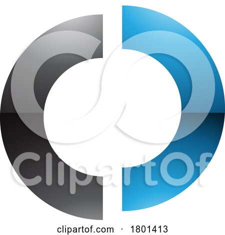 Blue and Black Glossy Split Shaped Letter O Icon by cidepix