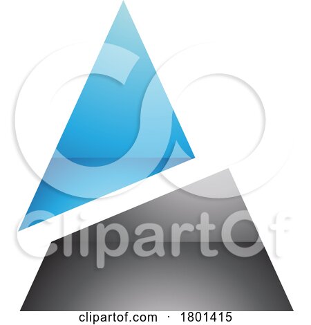 Blue and Black Glossy Split Triangle Shaped Letter a Icon by cidepix