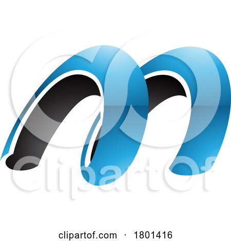Blue and Black Glossy Spring Shaped Letter M Icon by cidepix