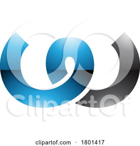 Blue and Black Glossy Spring Shaped Letter W Icon by cidepix