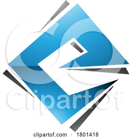 Blue and Black Glossy Square Diamond Letter E Icon by cidepix