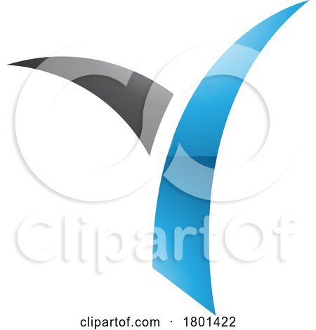 Blue and Black Glossy Grass Shaped Letter Y Icon by cidepix