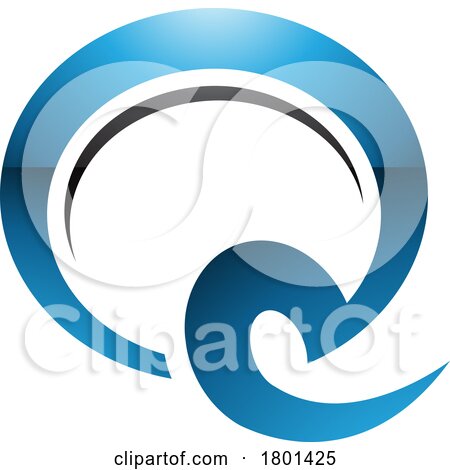 Blue and Black Glossy Hook Shaped Letter Q Icon by cidepix