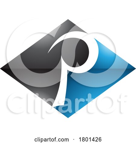 Blue and Black Glossy Horizontal Diamond Letter P Icon by cidepix